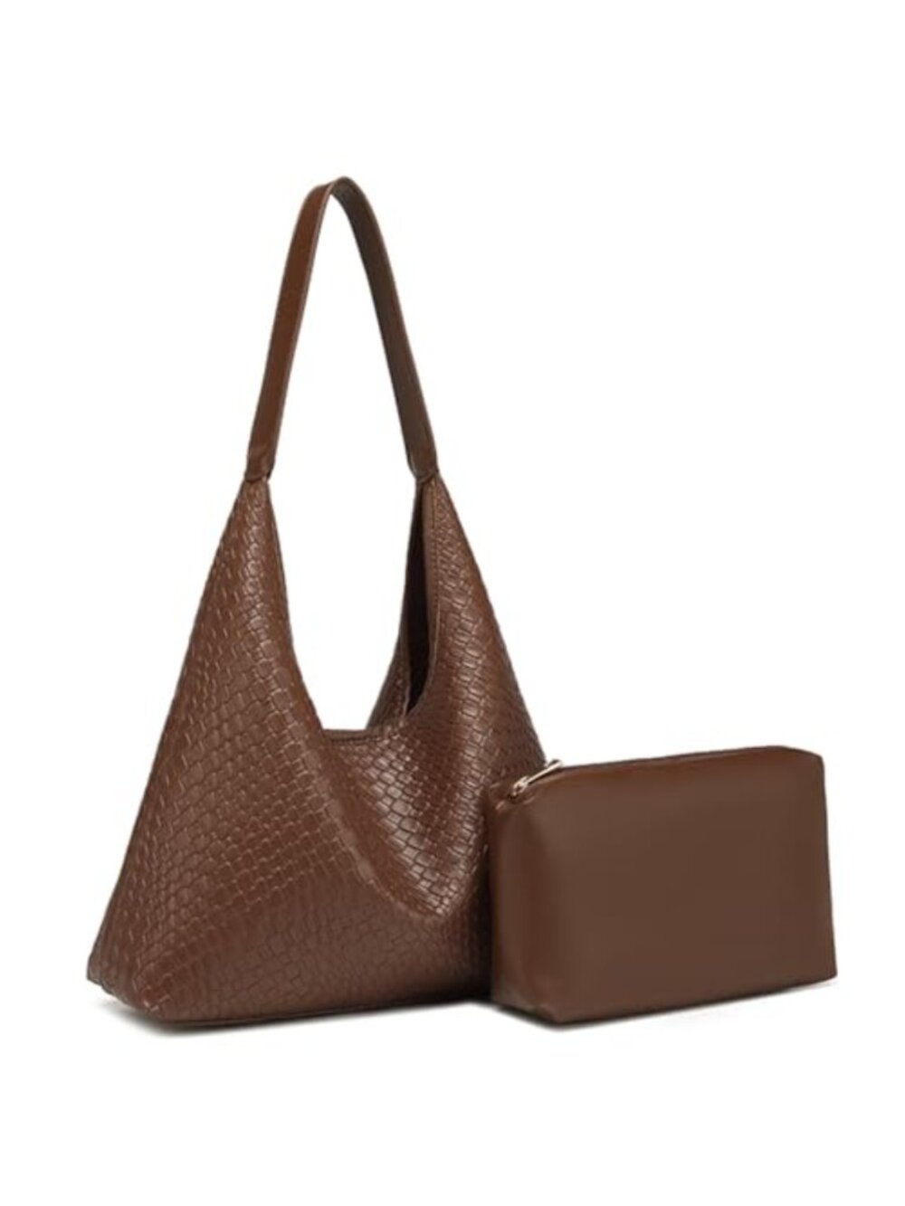 Faux Leather Woven Hobo Handbag Top-Handle Shoulder Bag